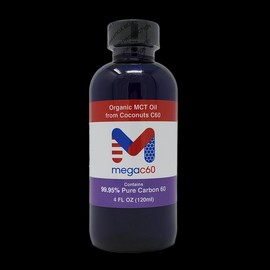 megac60 Carbon 60 High Purity 99.95% Carbon C60 in Organic MCT Coconut Oil 120ml