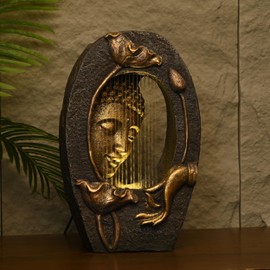 TERESA'S COLLECTIONS Water Fountain Outdoor with LED Light and Pump for Garden Decor,Floor Buddha Statue Resin with Waterfalls,Tall Zen Garden Statues for Yard Decor Housewarming Gifts for Mom 21.7"