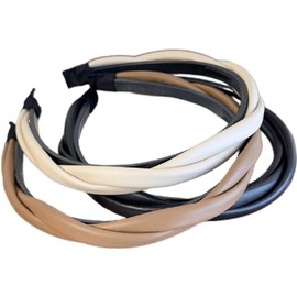 Thin Leather Headbands for Women, Twisted Thin Head Bands with Teeth Boho Non Slip Headband, Fashion Hairbands Braided Hair Hoops Girls Hair Accessories (Style 1, Pack of One)