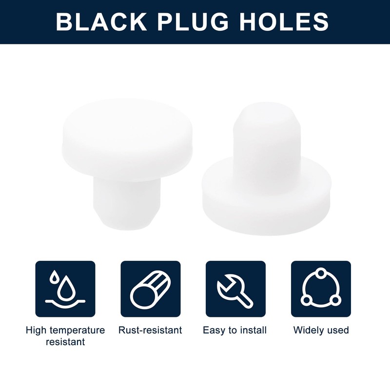 sourcing map 16 Pieces White Rubber Stopper, 8mm Plug Holes
