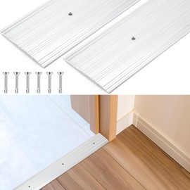 Tandefio 2 Pcs 4" x 1/4" x 36" Aluminum Door Threshold Door Saddle Commercial Flat-profile for Interior Exterior Fluted Doorway Floor Transition Seal Strip Accessibility Free Fire Weatherproof, Silver