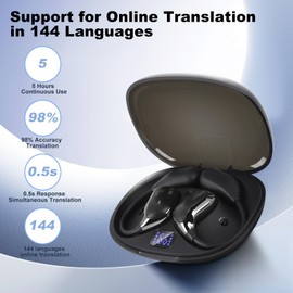exsulity Language Translator Earbuds,Support 144 Languages Translation Fast Reaction in Real Time, 5.4 Bluetooth & APP Instant Language Translator Earbuds for Travel Music (Beige)