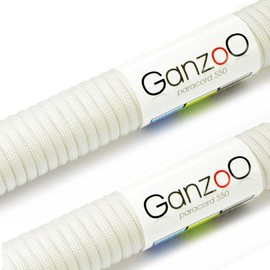 'Set of 2 Universal Survival Rope Made of tear-resistant Parachute Cord/Paracord (Core Rope Nylon), 550lbs, Total Length 62 m (200 ft) This Paracord Rope is not suitable for Climbing. Colour: White – Brand Ganzoo