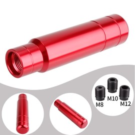 muge racing Aluminum Alloy Weighted Shifter Knob,5" Auto Gear Shift Knob with 3 Threaded Adapters M8 M10 M12,Fit Most Automatic Manual Vehicle-Red