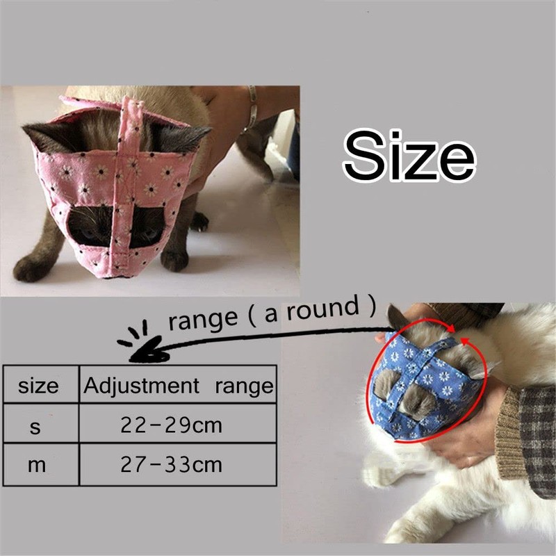 Cat Muzzle Anti-Bite Grooming Mask Adjustable Pet Mouth Cover for