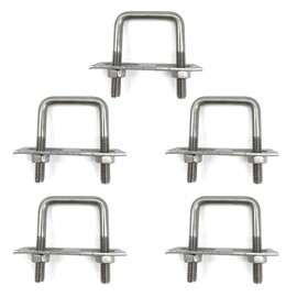 duoyif U Bolt M6 25 x 50 mm Pack of 5 U Bolts Square, U-Bolt M6 U Shackle, U Screws M6 Stainless Steel with Nut Frame Plate, U Bolt for Pipe Fixing Car Towing (M6 25 mm x 50 mm)