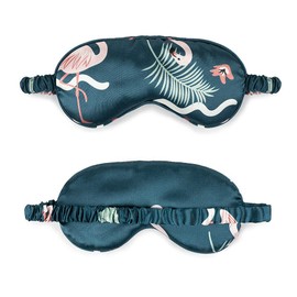 Magik Cartoon Cute Satin Silky Travel Sleep Eye Mask Cover Padded Blindfold Smooth (Green Flamingo, 2 Pack)