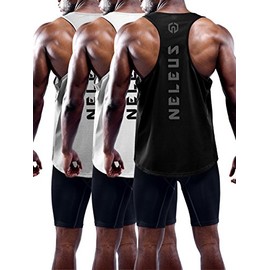 Neleus Men's 3 Pack Dry Fit Athletic Muscle Tank Workout Gym Shirt,5031,Black,Grey,White,XL,EU 2XL