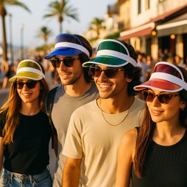 noTrash2003 Sunvisor Sonnenblende Retro Look Transparentes PVC-Visier UV-Schutz Verstellbares Stirnband Unisex Party-Accessoire für Sommer, Urlaub JGA Festivals 4 Farben, Grün