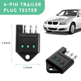 DXNQ 4 Pin Trailer Wiring Tester, 4-Way Straight Trailer Wire Tester Connector with LED Indicators, Flat Trailer Light Wiring Continuity Test Circuit Tester, Car Accessories