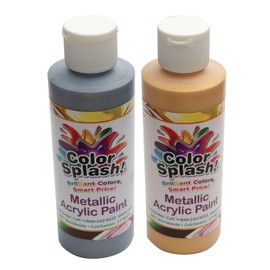 Color Splash S&S Worldwide Acrylic Paint, Metallic Gold, 8-oz Flip-Top Squeeze Bottles, Great for Arts & Crafts, Wood, Paper Mache, Bisque, Metal, Canvas, For Kids & Adults, Non-Toxic, Set of 8.