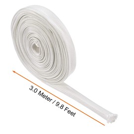 sourcing map Insulation Braid Sleeving, 9.8Ft-12mm High Temp Fiberglass Sleeve White