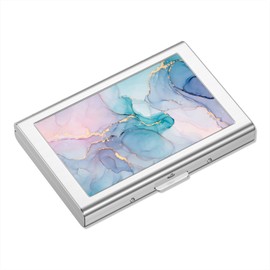 Rimilak Metal Credit Card Holder, Mini Credit Card Wallet RFID Blocking Slim Metal Hard Case for Women Men, Purple Gold Marble