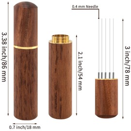 Zolunu Espresso Coffee Stirrer 5 Needles 0.4mm Espresso Distribution Tools, Natural Wood Handle and Stand (Rosewood)