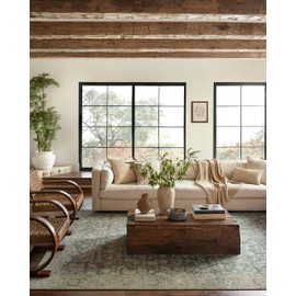 Loloi Magnolia Home by Joanna Gaines Sinclair Collection SIN-05 Jade/Sand 2'-3" x 9'-6", .25" Pile Height, Machine Washable, Runner Rug