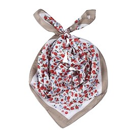 RIAH FASHION Fabric Face Cover Multi-Purpose Cotton Unisex Bandana - Scarf Flag Handkerchief, Headwear Balaclava Wrap (Square Scarf - Mini Floral Taupe)