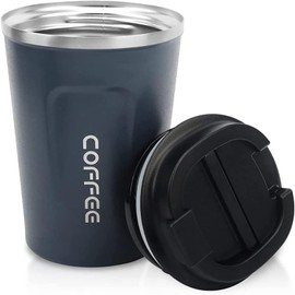 Termo para Café Taza Portátil de Acero Inoxidable de Doble Capa con tapa a prueba de salpicaduras, Mantiene la Temperatura hasta 24 Horas, Libre de BPA, 380 ml, Azul