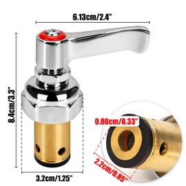 Handle Stem Assembly Fits for T&S Brass Faucets Replace 002712-40, Red Hot Side Spindle Assembly Valve Replacement Part Eterna Full-Turn Faucet with Check Valve Lead-Free 2712-40