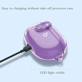 Beats Studio Bud/Buds Plus Case Cover Clear 2021/2023 Lock Clip with Clean Kit, GARTOO Protective Case and Clean Pen Compatible with Beat Studio Bud + for Women Girls Kids, Clear Purple