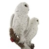 Things2Die4 Pair of Snow Owls on a Branch Statue