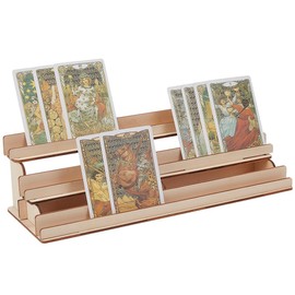 UNICRAFTALE 3 Tier Board Game Card Holder Game Wooden Playing Card Holder Branch Almond Wood Card Display Riser Stand Board Game Card Holder for All Board Games 28x10x6cm