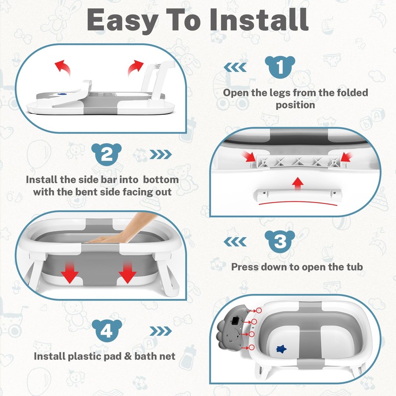 AVIDOR Baby Bathtub,Collapsible Bathtub for Newborn to Toddler,Durable Essential Infant