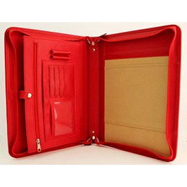 Noda Faux Leather Portfolio A4 Conference Folder A4 Business Organiser Writing Case Leather Padfolio (Red)