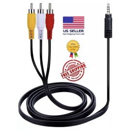 Unbranded 3RCA Male to 3.5mm Male Cable 5ft Adapter Audio Video Cord AV DV AUX Converter