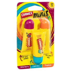 Carmex Moisturising Lip Balm SPF 15 Minis (Wild Berry, Cupcake, Tropical) 5g X 3