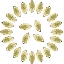 Horse Eye Rhinestones Flatback Sew on Rhinestone with 2 Holes 36pcs 9x18mm Glass Navette Shape Rhinestones for Crafts Project,Clothes,Costume,Shoes,Bags,Gold