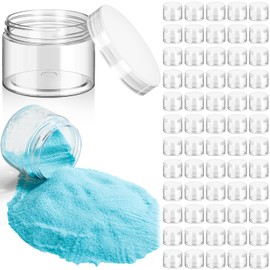 Patelai 60 Pcs Plastic Container Jars with Lids Round Clear Travel Cosmetic Container Jars for Toiletries, Lotion, Cream, Ointments, Makeup, Rhinestone, Samples, Kitchen Storage(Black,4 oz)