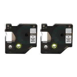 2Pcs Label Tape for D1 Black On White Label Replacement Label Maker Refills for LM210D LP420 M500TS Lable Printers 23FT 12mm / 0.47in