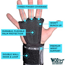 JerkFit WODies Hand Grips with Wrist Wraps for Weightlifting, Pull-Ups, Cross Training, WODs, and Gymnastics, Prevent Blisters and Rips, for Men and Women (Pink, Large, Pair)