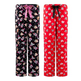 Womens 2-Pack Plush Fleece Pajama Pants - Comfortable and Warm Lounge PJ Bottoms