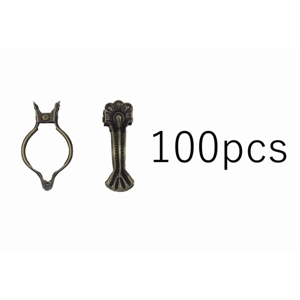 Japan Commerce Shell Curtain Clip, Antique 1.0 inches (25 mm), Quantity: 100, 1.0 inches (25 mm) A