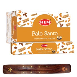 HEM Palo Santo Premium Incense Sticks, Full Pack of 12, Each 15 gms with DHS incense stick holder for Yoga, Meditation, Healing, Spirituality, Aromatherapy, Incense Spa and Relaxation…