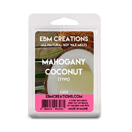 Mahogany Coconut (Type) - Scented All Natural Soy Wax Melts - 6 Cube Clamshell 3.2oz Highly Scented!