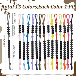 DELORIGIN 15pcs Ranger Beads Pace Counter for Hiking Acrylic Cord Beads Pace Counter Long Distance Camping Counter for Outdoor Adventures Sports Accessories Keeping Track of Distance
