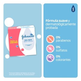 JOHNSONS Jabón en Barra para bebé Original 75 gr 3-Pack