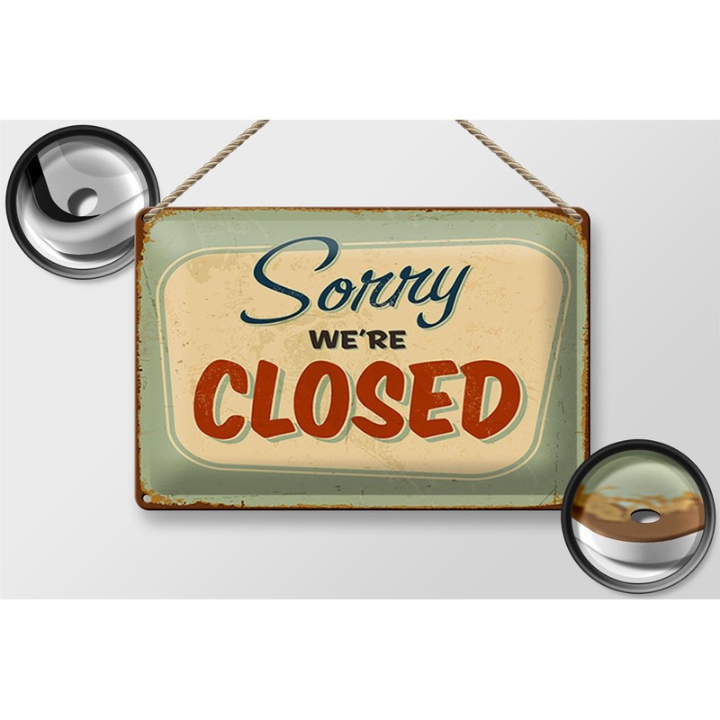 FEMER Tin Sign Retro 30 x 20 cm Sorry We're