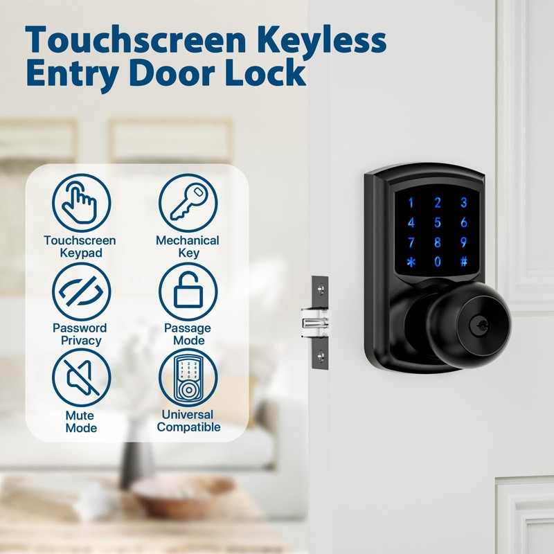 Hidalife Keyless Entry Door Lock with Code, Keypad Door Lock