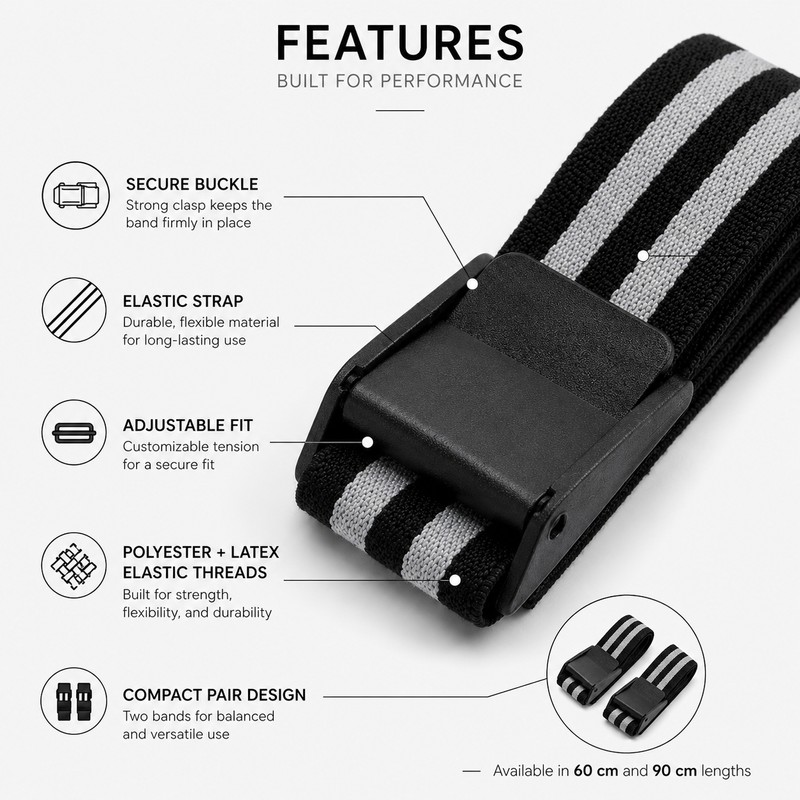 Adjustable Blood-Flow-Restriction Training Band – Lightweight Exercise Strap for Experienced