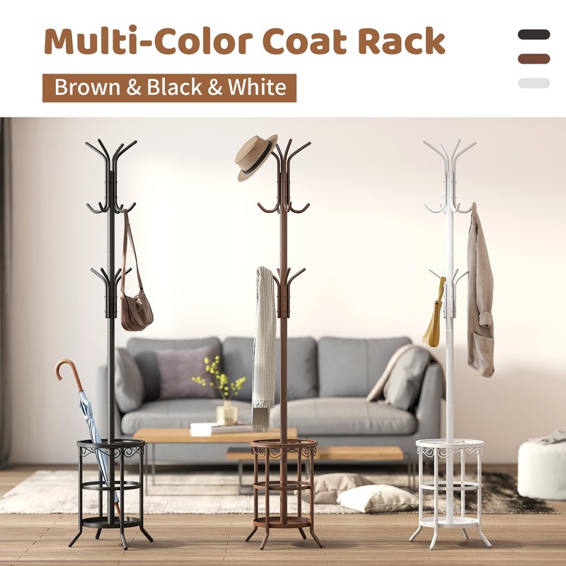 FILWH Coat Rack Freestanding with Umbrella Stand Coat Rack Stand
