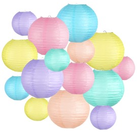 KAXIXI Paper Lanterns Decorative, Pastel Classroom Decor Macaron-Color Neon Hanging Paper Lantern Decorations for Baby Shower Wedding Birthday Mother's Day, Easter Party, 15Pcs