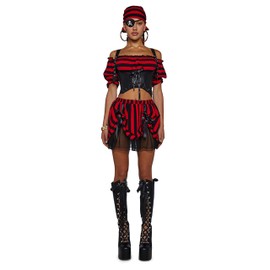 Dolls Kill Pirate Maiden Costume - Captain Ren-Fair Striped Outfit by Trickz N' Treatz - Small