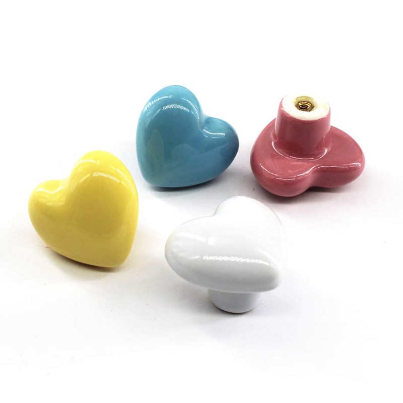 Blue Ceramic Cabinet Handles Drawer Pulls Knobs Heart Shape Cupboard