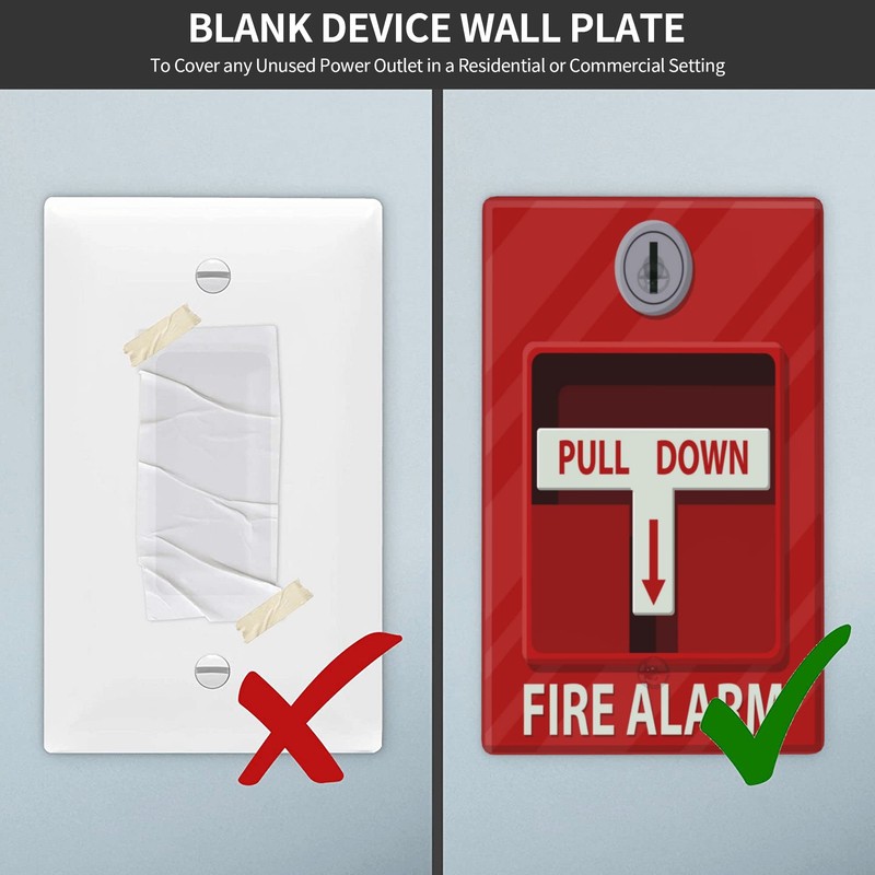Fire Alarm Printed Blank Cover Wall Plate 1-Gang,Decorative Single Blank