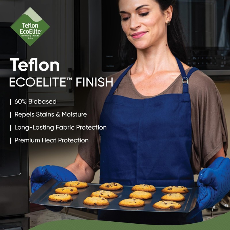 Xlnt Extra Long Oven Mitts (Blue) | Teflon EcoElite Water