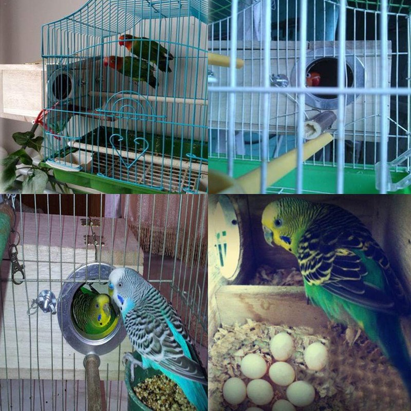 Parakeet Nesting Box, Bird Nest Breeding Box Cage Wood House
