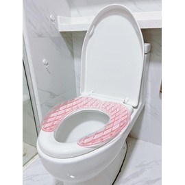 Gel Toilet Seat Cushion - Toilet Cushion for Bathroom - Portable and Washable - Universal Padded Toilet seat for Standard U Shape Toilet Seats -Adhesive Toilet Seat Cushion for Women Seniors (Pink)